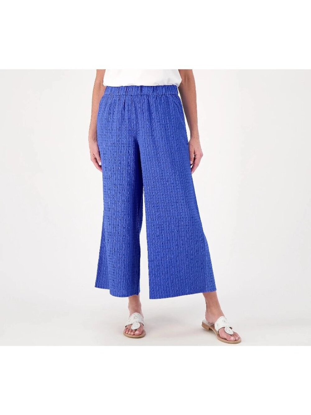 Girl With Curves Culotte Pant Small Tall Pull On Elastic Waist French Blue Comfy